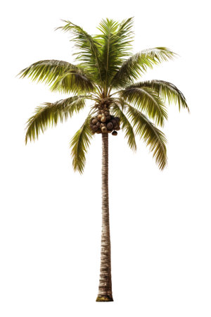 Palm tree isolated on transparent background, Coconut palm plant Generative AIの素材