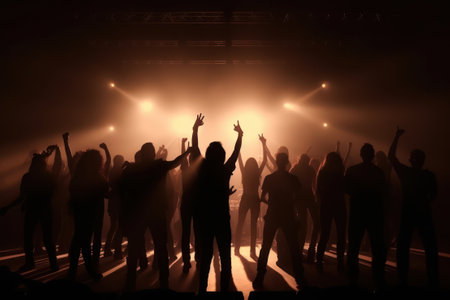 Rock band concert, musicians on stage, live music, lights. Generative AIの素材