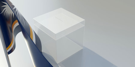 Marshall Islands elections, Voting box and national flag. 3d renderの写真素材
