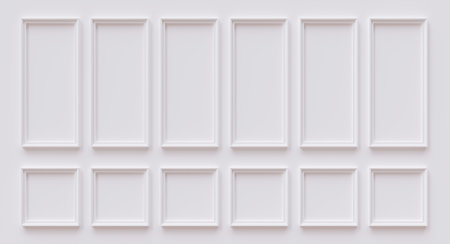 Classic white wainscot Retro wooden panel background. Wall beadboard wood decoration. 3d render