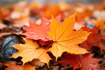autumn leaves with dew dropsの素材