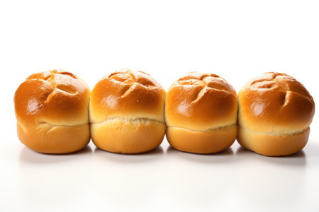 Bread rolls small buns isolated on white transparent background, Thanksgiving holiday dinner rolls top viewの素材