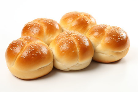 Bread rolls small buns isolated on white transparent background, Thanksgiving holiday dinner rolls top viewの素材