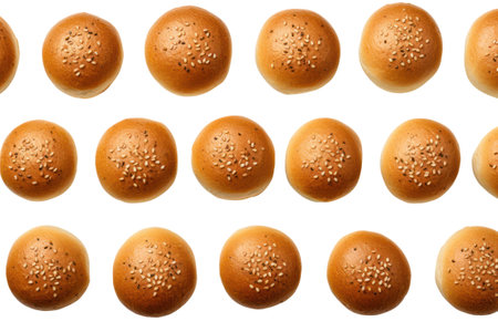 Bread rolls small buns isolated on white transparent background, Thanksgiving holiday dinner rolls top viewの素材