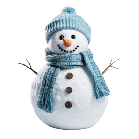 Snowman isolated on white transparent backgroundの素材