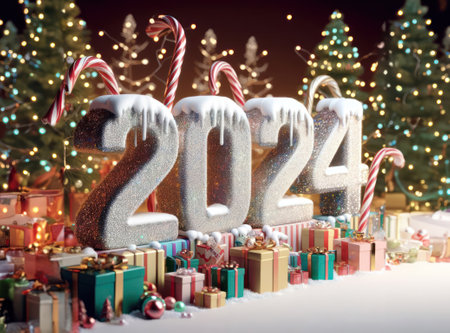 New year festive celebration of the upcoming 2024の素材