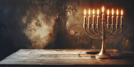 Glowing hanukkah candles celebrating traditionの素材