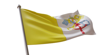 Vatican City flag waving isolated on white transparent backgroundの写真素材