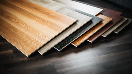 Laminate floor, Samples of wood texture parquet for flooring and interior designの素材