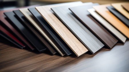 Laminate floor, Samples of wood texture parquet for flooring and interior designの素材