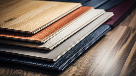 Laminate floor, Samples of wood texture parquet for flooring and interior designの素材