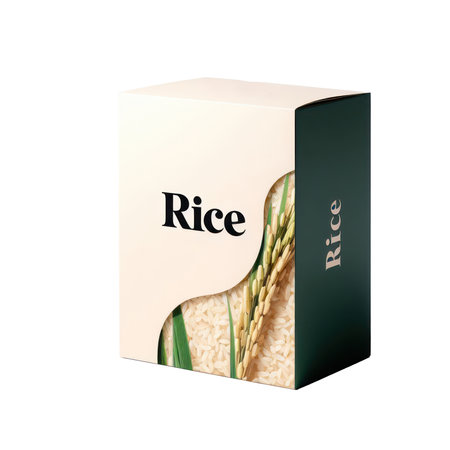 Rice cardboard box package isolated on white transparent background,の素材