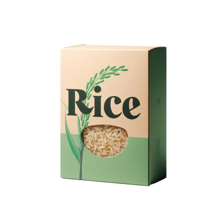 Rice cardboard box package isolated on white transparent background,の素材