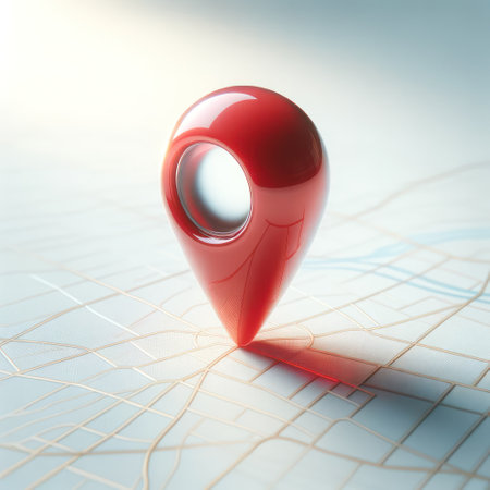 City map and red pin pointer location. Travel navigation GPS concept.の素材