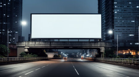 Blank billboard mockup for advertising, City buildings backgroundの素材