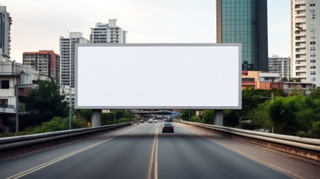 Blank billboard mockup for advertising, City buildings backgroundの素材