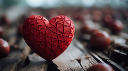 Valentine's resilience: a red heart amidst cracked earthの素材