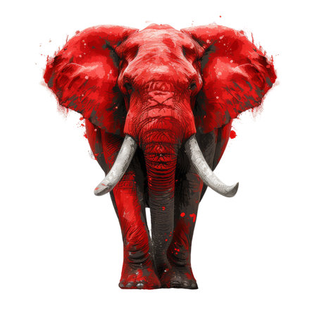 Republican red elephant isolated on white transparent, USA presidential election political party mascotの素材