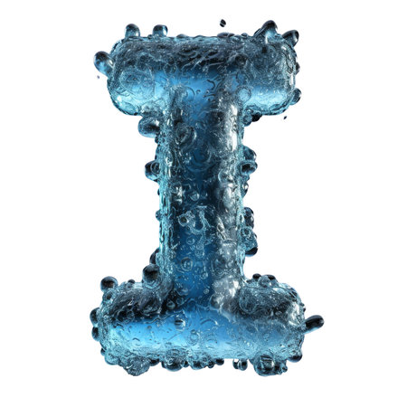 Letter I Liquid font gel alphabet capital character isolated on white transparentの素材