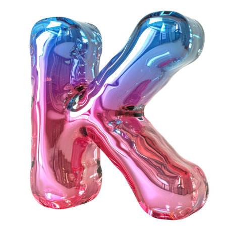 Letter K Liquid font gel alphabet capital character isolated on white transparentの素材