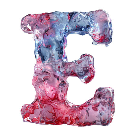 Letter E Liquid font gel alphabet capital character isolated on white transparentの素材