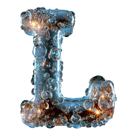 Letter L Liquid font gel alphabet capital character isolated on white transparentの素材