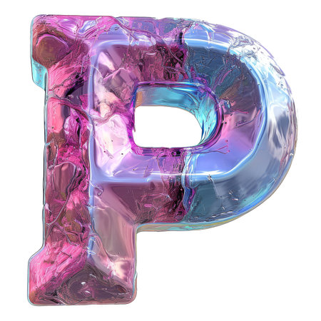 Letter P Liquid font gel alphabet capital character isolated on white transparentの素材