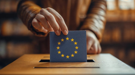 European Union election voting box closeupの素材