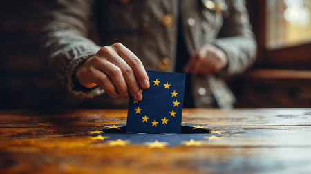 European Union election voting box closeupの素材