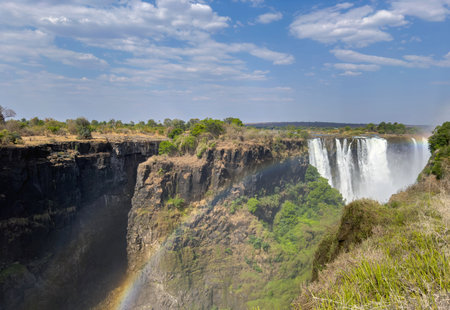 Victoria Falls, waterfall on the Zambezi River on the border between Zambia and Zimbabwe. Africaの写真素材