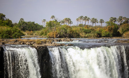 Victoria Falls, waterfall on the Zambezi River on the border between Zambia and Zimbabwe. Africaの写真素材
