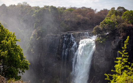 Victoria Falls, waterfall on the Zambezi River on the border between Zambia and Zimbabwe. Africaの写真素材