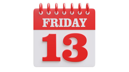 Friday the 13th calendar day isolated on white, transparent. Bad luck date superstition, 3d renderの写真素材