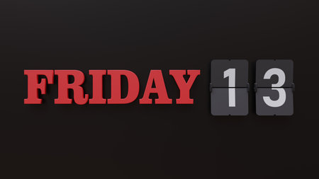 Friday the 13th and cat eyes on black background.  Bad luck date superstition, misfortune calendar...
