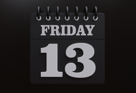 Friday the 13th calendar day. Bad luck date superstition, 3d renderの写真素材