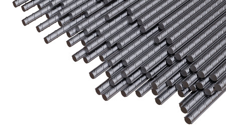 Reinforcement steel bars. Building armature isolated on white, 3d renderの写真素材