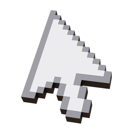 Mouse cursor arrow isolated on white, Computer click pointer icon, 3d renderの写真素材