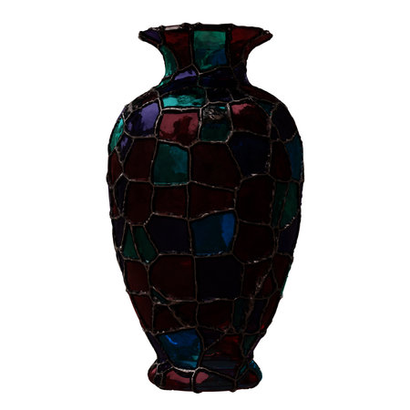 Glass vase isolated on white. Decoration pot for interior design.の写真素材
