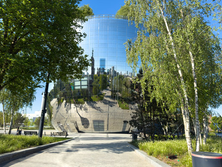 Rotterdam Art Depot Museum Boijmans Van Beuningen, Netherlands. Collection Building covered with mirrors called The Pot.の写真素材