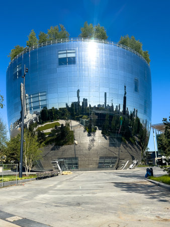 Rotterdam Art Depot Museum Boijmans Van Beuningen, Netherlands. Collection Building covered with mirrors called The Pot.の写真素材