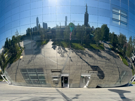 Rotterdam Art Depot Museum Boijmans Van Beuningen, Netherlands. Collection Building covered with mirrors called The Pot.の写真素材