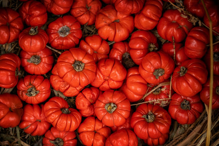 harvested red tomatoes healthy food backgroundの写真素材