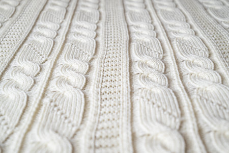 Knitted woolen pattern of symmetric ornament lines