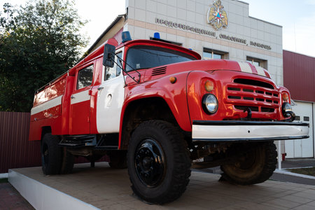 Old fire truck ZIL made in USSRの写真素材