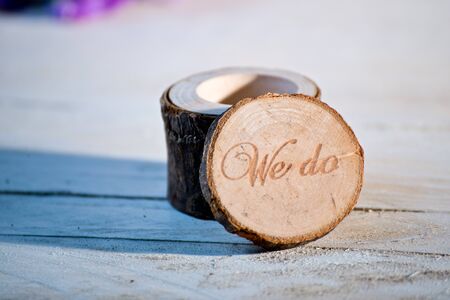 Wooden box with writing