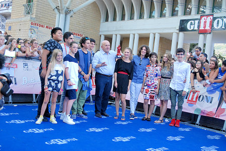Giffoni Valle Piana, Sa, Italy - July 24, 2016 : Cast Tv Series Braccialetti Rossi 3 at Giffoni Film Festival 2016 - on July 24, 2016 in Giffoni Valle Piana, Italyのeditorial素材