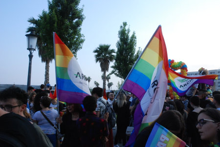 Gay Pride event : Gay Pride Salerno, May 26, 2018, Italy.のeditorial素材