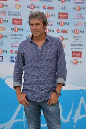 Giffoni Valle Piana, Sa, Italy - July 22, 2018 : Luca Barbarossa at Giffoni Film Festival 2018 - on July 22, 2018 in Giffoni Valle Piana, Italyのeditorial素材