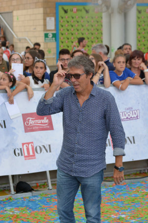 Giffoni Valle Piana, Sa, Italy - July 22, 2018 : Luca Barbarossa at Giffoni Film Festival 2018 - on July 22, 2018 in Giffoni Valle Piana, Italyのeditorial素材