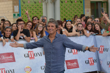 Giffoni Valle Piana, Sa, Italy - July 22, 2018 : Luca Barbarossa at Giffoni Film Festival 2018 - on July 22, 2018 in Giffoni Valle Piana, Italyのeditorial素材